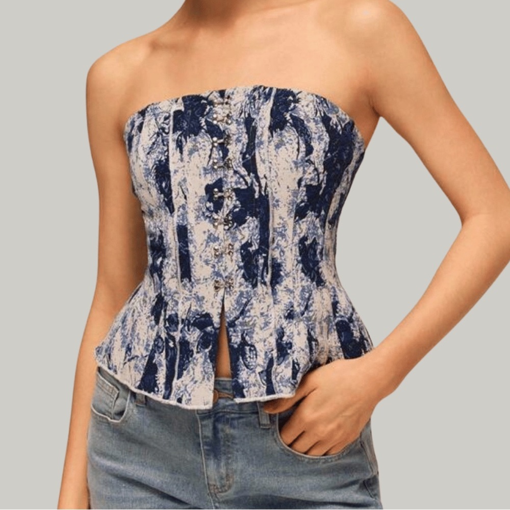 NWOT Poplin Strapless Top